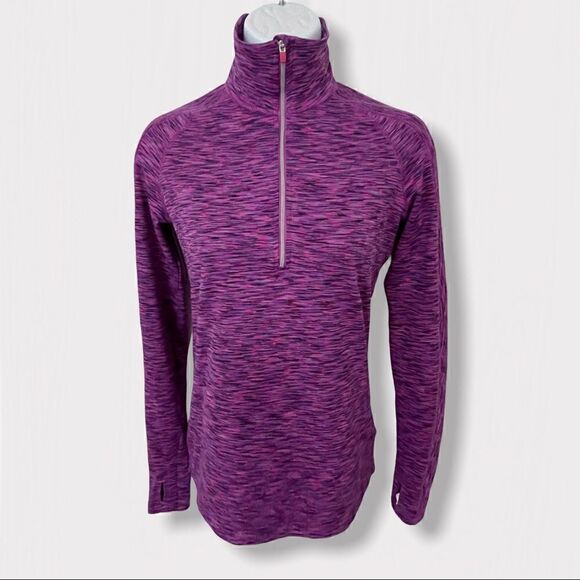 Athleta Mendoza Purple & Pink Space Dye Quarter Zip Running Pullover Jacket XXL - Picture 6 of 15